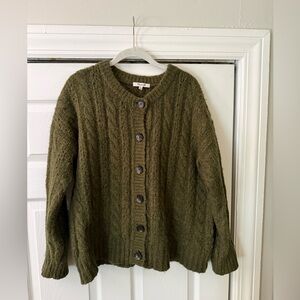 Madewell Forest Green Cable Knit Cardigan